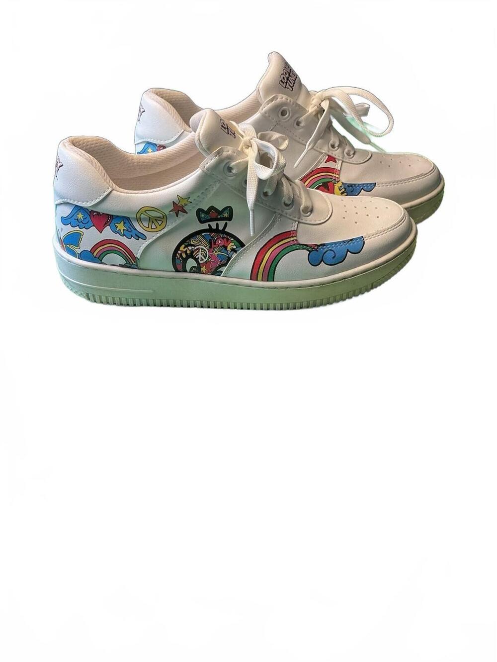 DOGO Looney Tunes White Sneakers with Colorful Cartoon Print